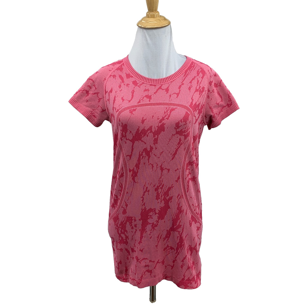 Lululemon Top Womens 8 Brt Pink Swiftly Tech Short Sleeve Crew Heathered Bon Bon
